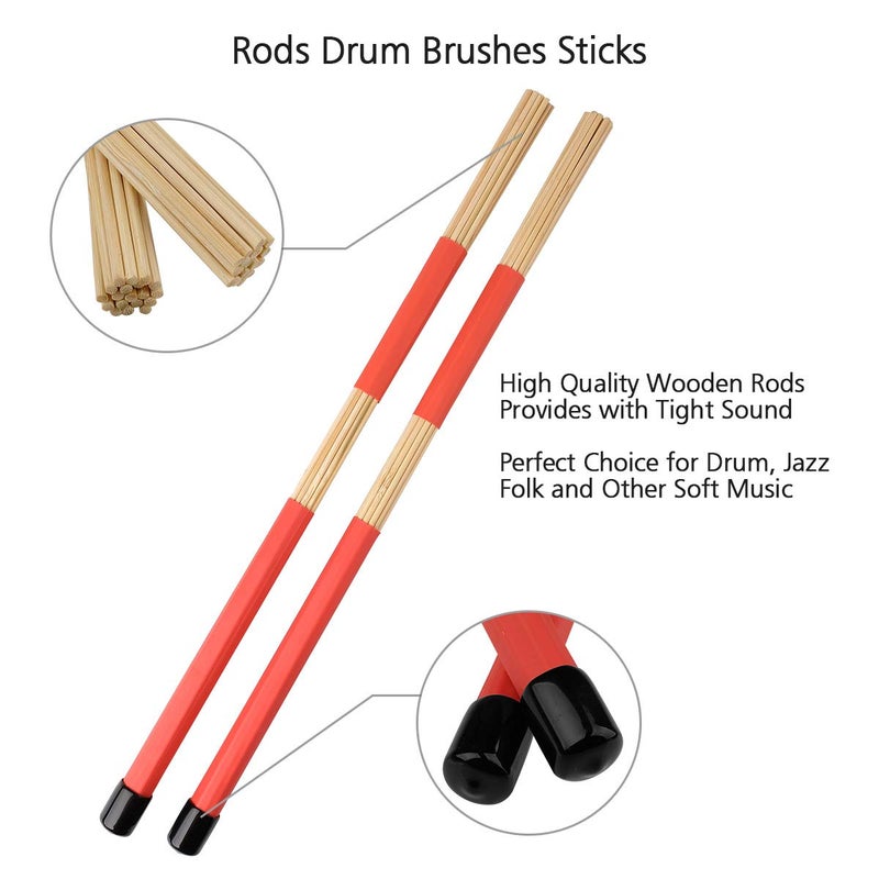 Eison Drum Sticks Set,Eison 5A Maple Wood Drum Sticks,Drum Rods Brushes,Retractable Drum Wire Brushes,12PCS Drum Dampeners with Portable Bag,Drumsticks Gift Sets for Beginner Adults Drummer Practice - Image 3